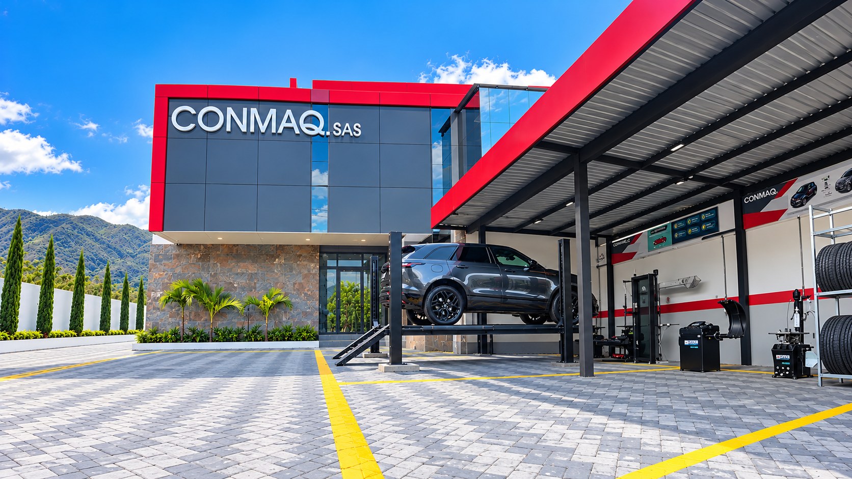 Fachada del Centro Automotriz CONMAQ S.A.S. en Ambuquí